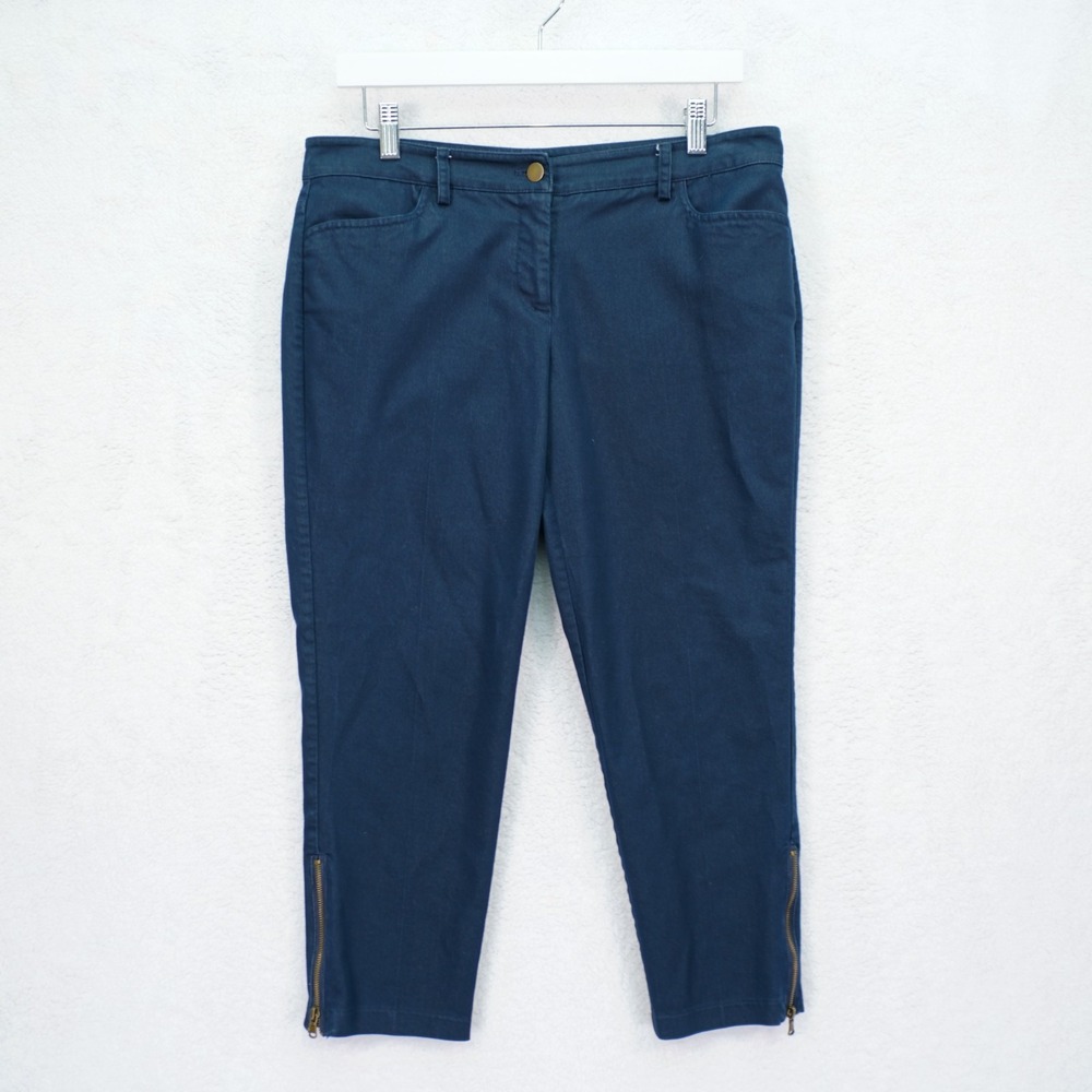 New York & Company Stretch Blue Ankle Zip Pants -8 32 / 23- Low Rise Cotton Pol
